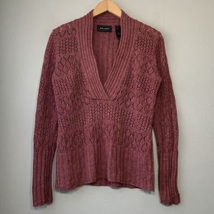 Axcess Womens Size Medium V-neck Cottagecore Sweater Y2K Romantic Pointelle